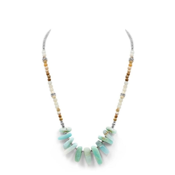 Kinsley Armelle Jewelry - Kinsley Armelle NWT Amazonite 18-22" adjust Necklace with Silver Ion.